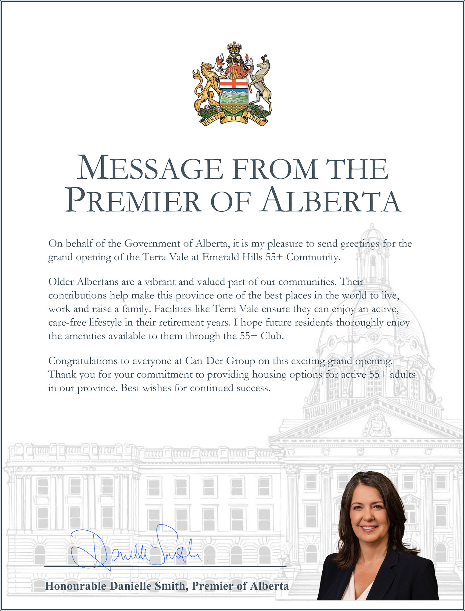 Premier's letter